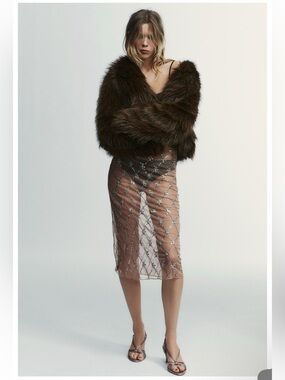 ZARA SHORT FAUX FUR COAT